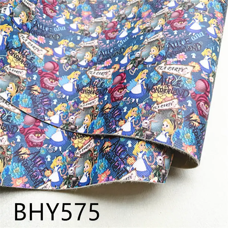 BHY575 7,6*12 дюймов мультяшный принт сердце Святого Валентина Синтетическая кожа ткань для DIY аксессуаров BHY575 - Цвет: BHY575