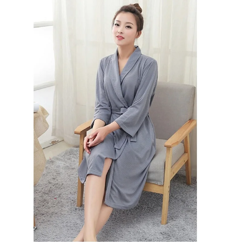 Полиэстер doddy дышащая ткань Халаты до колена Длина осень-весна халат синий Для