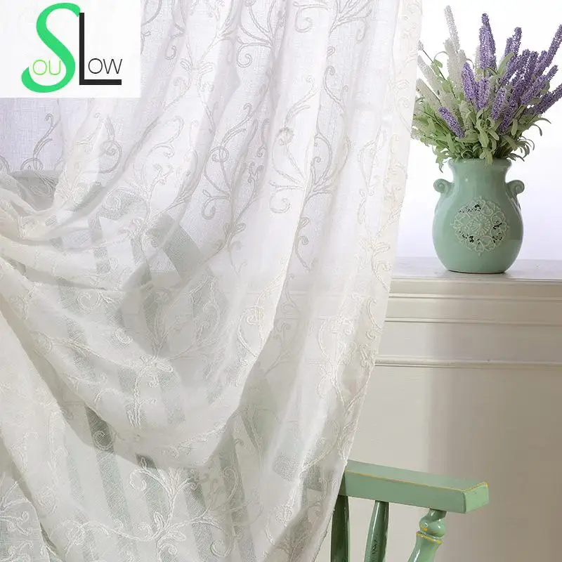 Простые хлопковые современные занавески Slow Soul белого и синего цвета s-занавески