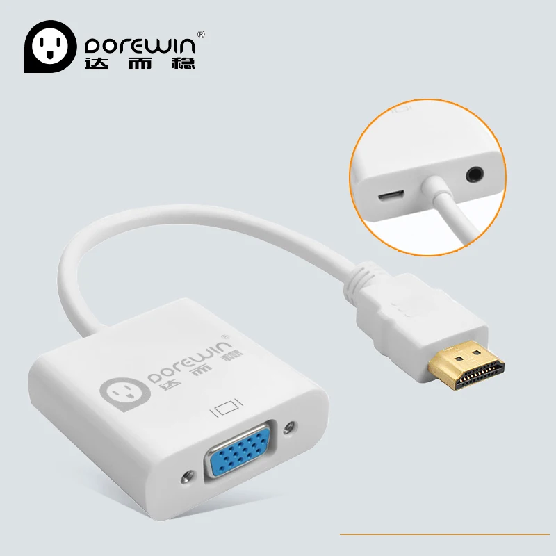 Dorewin HDMI конвертер VGA 1080 P мужчин и женщин адаптер цифро-аналоговый аудио-видео для