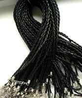 fast ship wholesale 3mm black twist shape leather cord necklace rope 45cm chain lobster clasp diy jewelry accessories 100pcslot