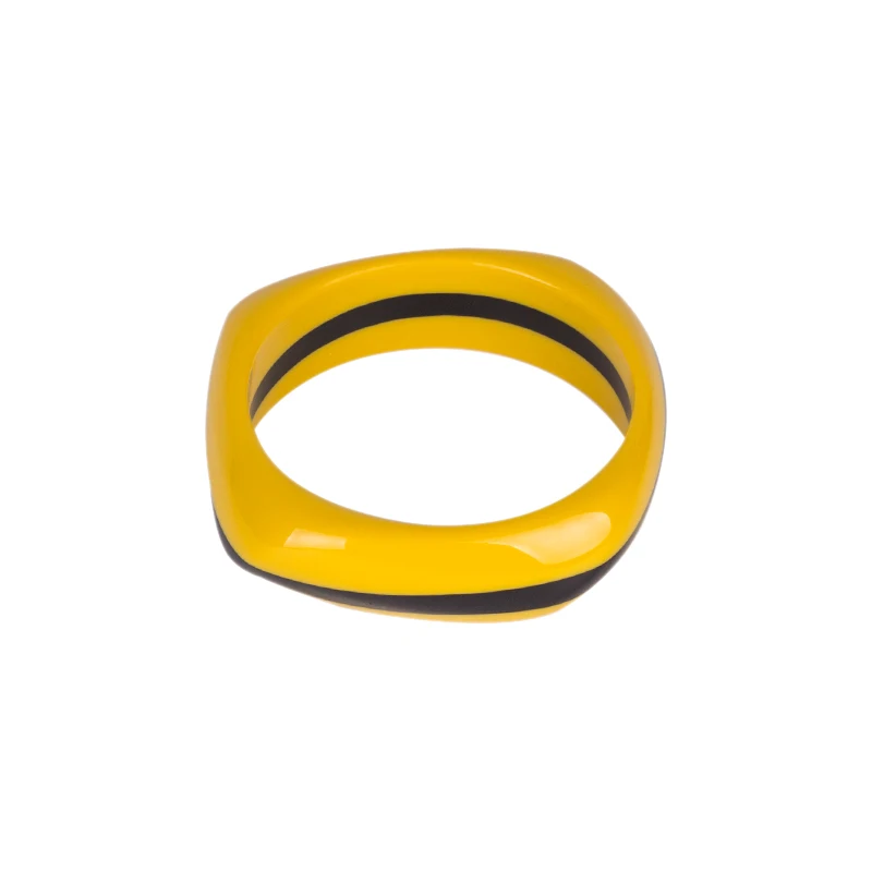 yellow Винтажные резиновые манжеты, модные браслеты, браслеты для женщин, цветные полосатые Акриловые широкие браслеты с геометрическим орнаментом для девушек, очаровательные ювелирные изделия - Окраска металла: yellow