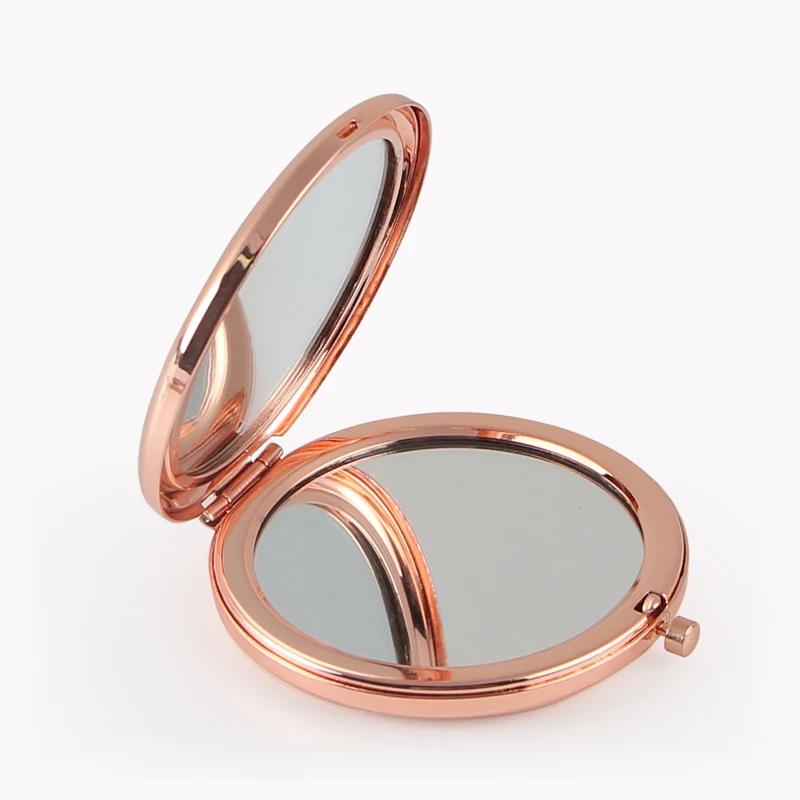 Зеркало для макияжа цвета розового золота портативное круглое складное
