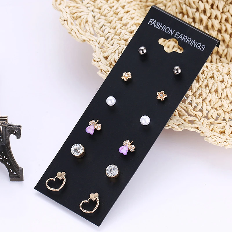 6 пар/компл. геометрический круглый бантик сердце в форме сердца Комплект сережек