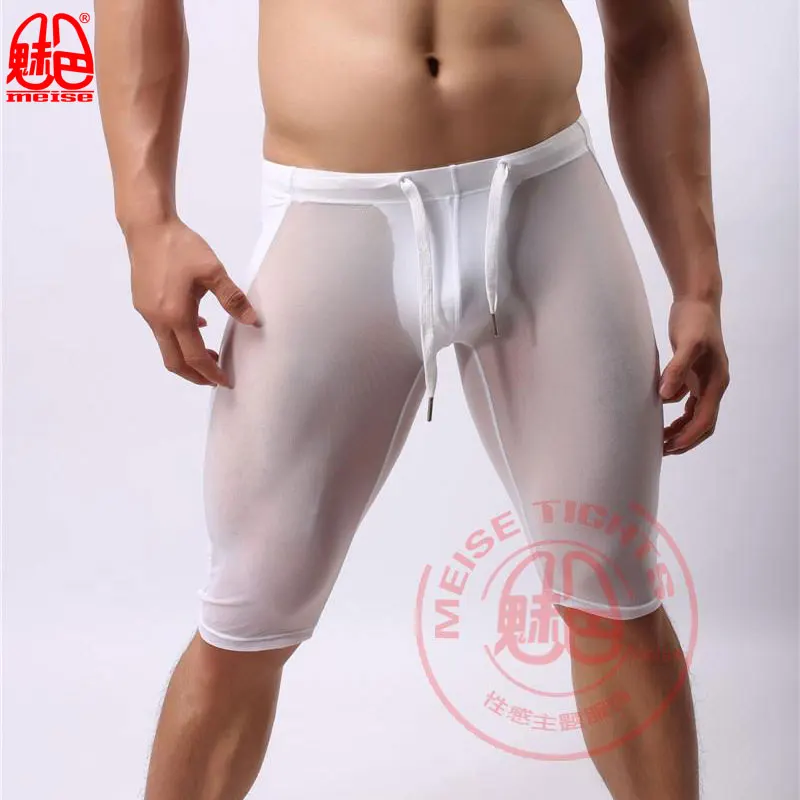 Сексуальные мужские однотонные трусы боксеры размера плюс с лоскутными