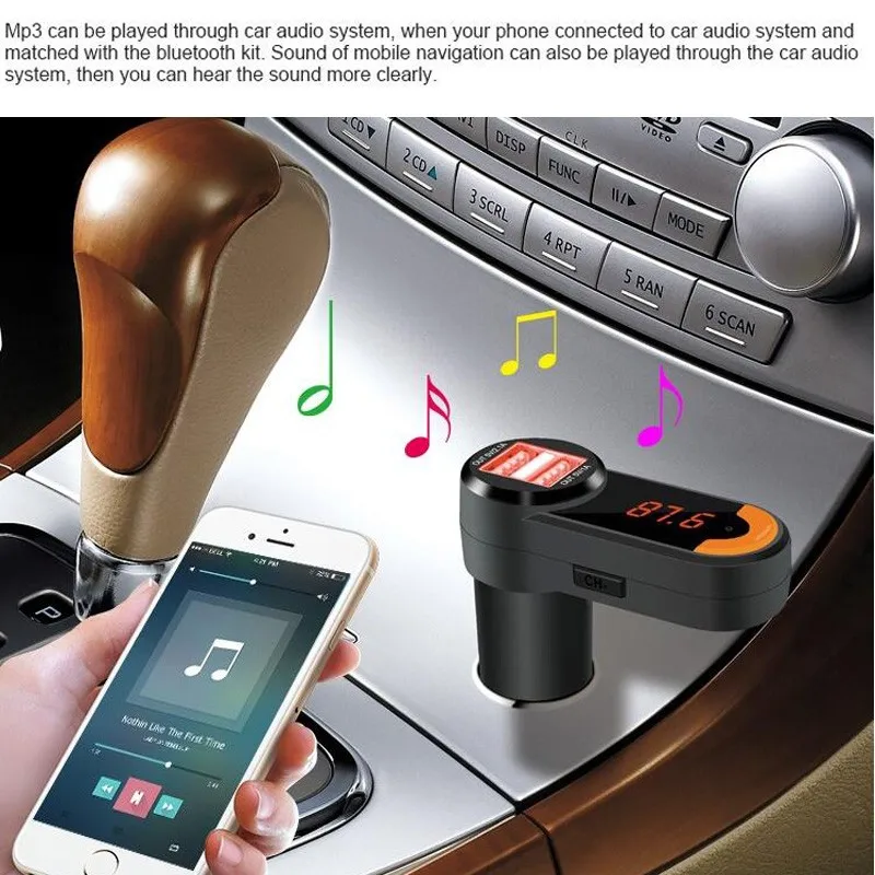 Bluetooth автомобильный FM передатчик модулятор комплект BT Handsfree Dial Call для Iphone Android