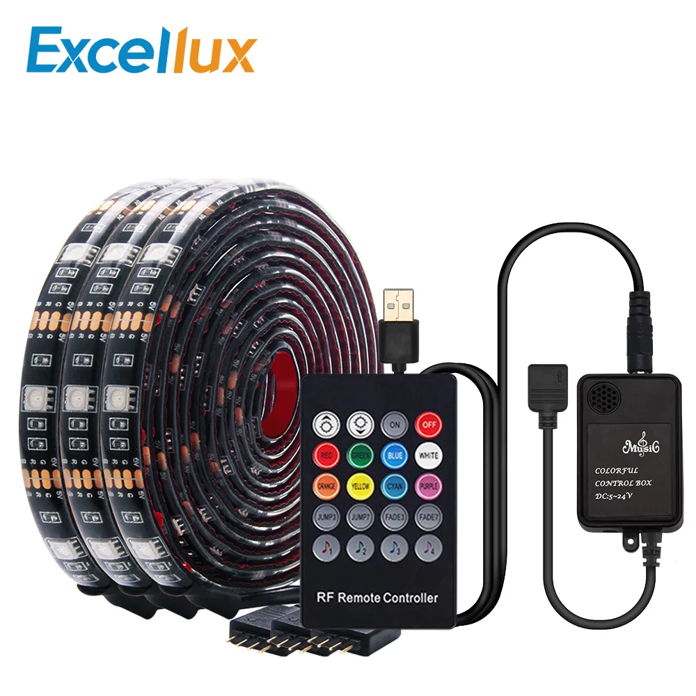 5V USB Светодиодные ленты 5050 RGB светильник работы при прослушивании музыки по Bluetooth