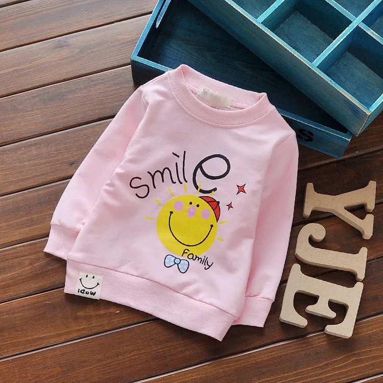 Детские Дети девочек Audel хлопок Sweatershirts футболка с длинными рукавами круглым
