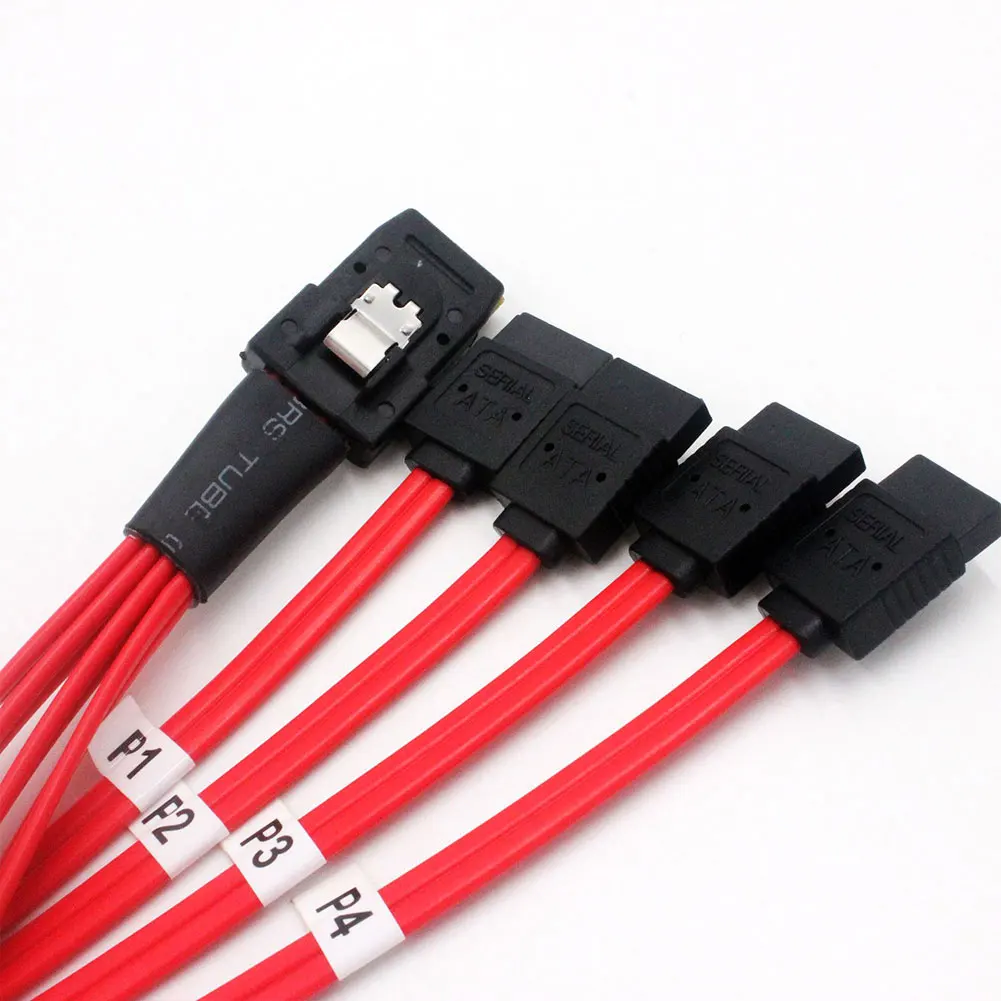 Mini SAS до 4 SATA для компьютерных разъемов сплиттер стабильный красный многополосный