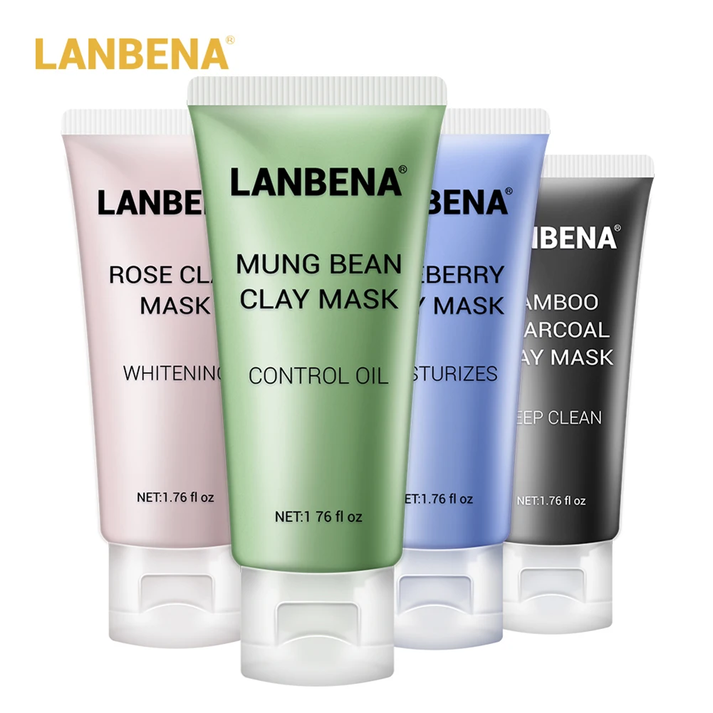 Маска для лица из глины LANBENA с бамбуковым углем голубикой и розой глубокое