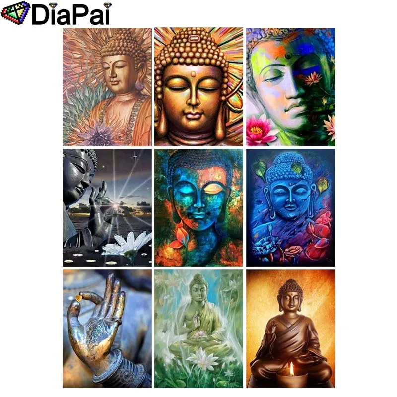 

DIAPAI Diamond Painting 5D DIY 100% Full Square/Round Drill "Religious Buddha flower" 3D Embroidery Cross Stitch Home Decor