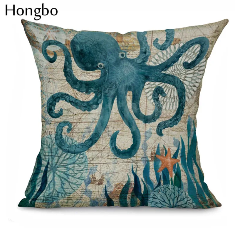 Чехол Hongbo с рисунком морских животных черепашек осьминогов подушка чехол на