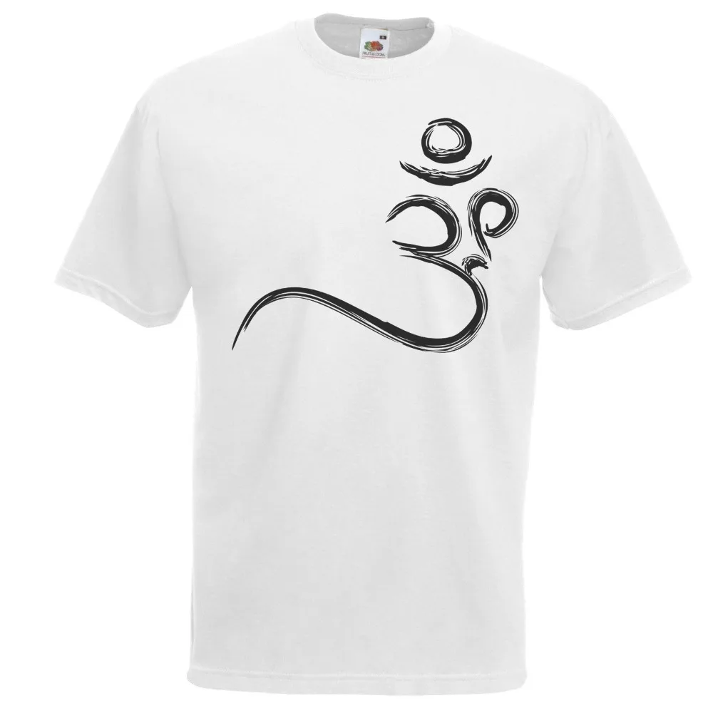 

2019 Cotton Summer Style Mens White Om Devanagari Symbol T-Shirt Sacred Vibration Hindu Mantra Topmen T Shirt Clothes