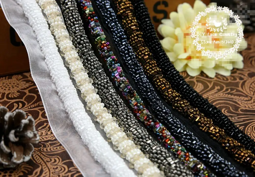 2 ярдов/партия Топ Класс бандажный пояс сделанный вручную бисер кружевной