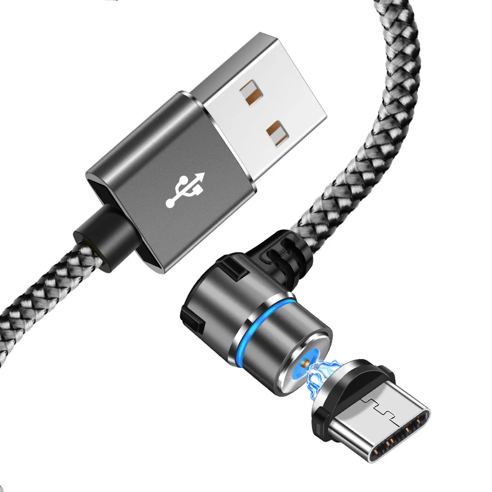 Gray Type C Cable Магнитный зарядный usb-кабель Олаф для iPhone, Micro USB type C, мобильный телефон, 90 градусов, L форма, быстрая зарядка, магнитные зарядные кабели - Цвет: Gray Type C Cable