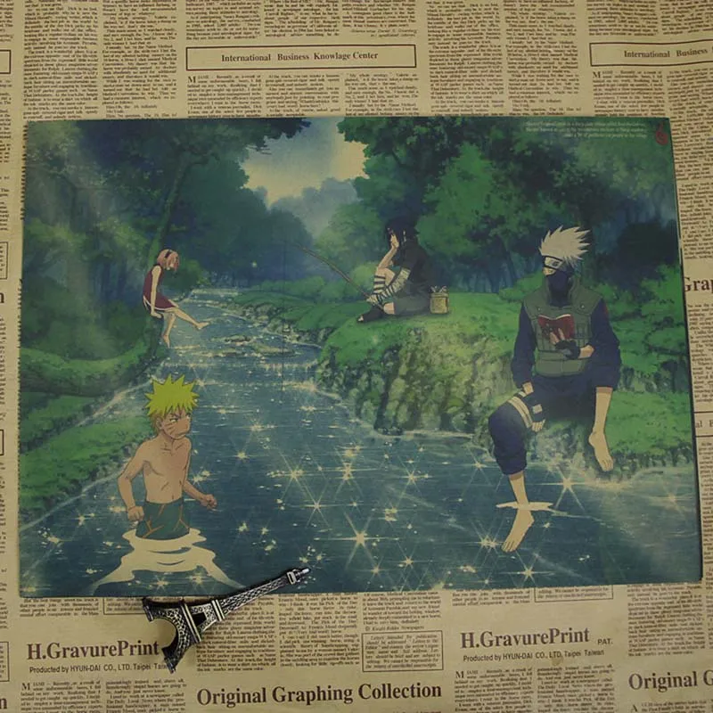 Уютный момент аниме Uzumaki Naruto постер Naruto Uzumaki Naruto/Итачи Учиха/Akatsuki Винтаж плакат из крафт-бумаги, ручной стержень, для кафе, для домашнего декора QT442 - Цвет: Тёмно-синий