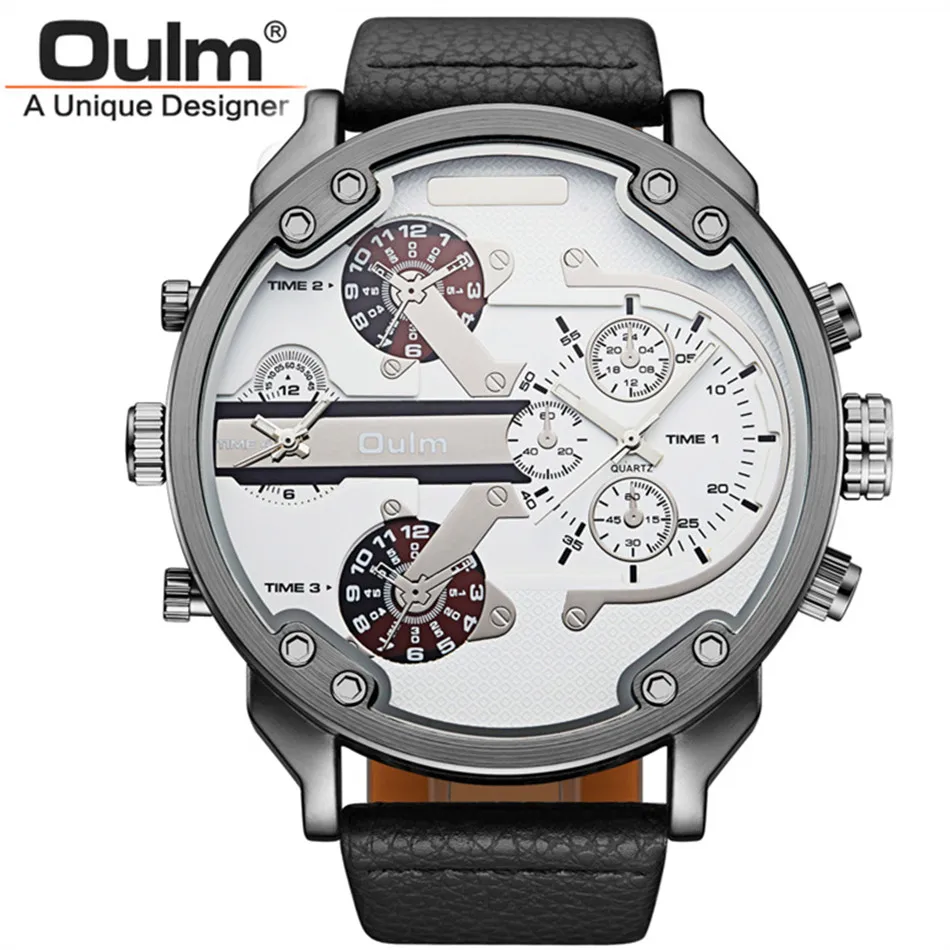 

2018 Luxury Military Army Dual Time Quartz Large Dial Wrist Watch Oulm Watches Men Luxury Brand Perfect Gift relogio masculino