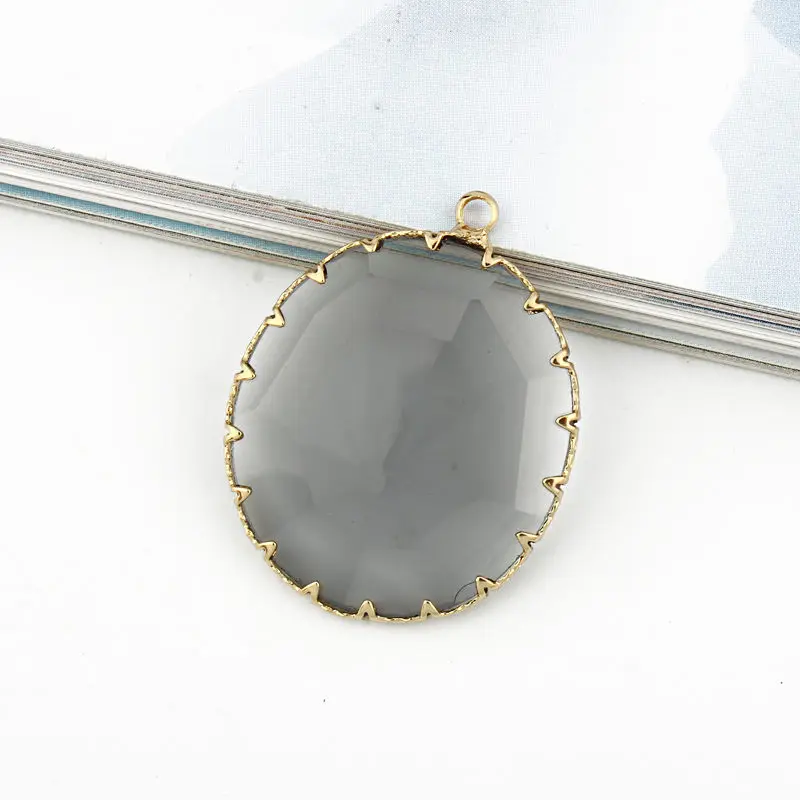 light grey round-1 1 шт., модные серьги с прозрачными кристаллами, ювелирное изделие, подвески, сделай сам, с отверстием, круг, висячие серьги, браслет, подвеска, изготовление C175 - Окраска металла: light grey round-1
