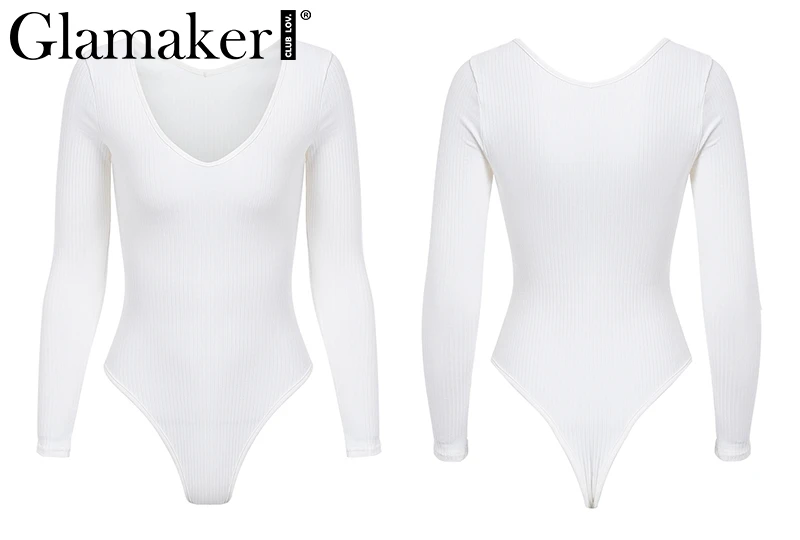 Glamaker красный вязаный боди с длинным рукавом для женщин Весна Лето Уличная Сексуальная боди вечерние Клубные короткие комбинезоны костюмы Новинка