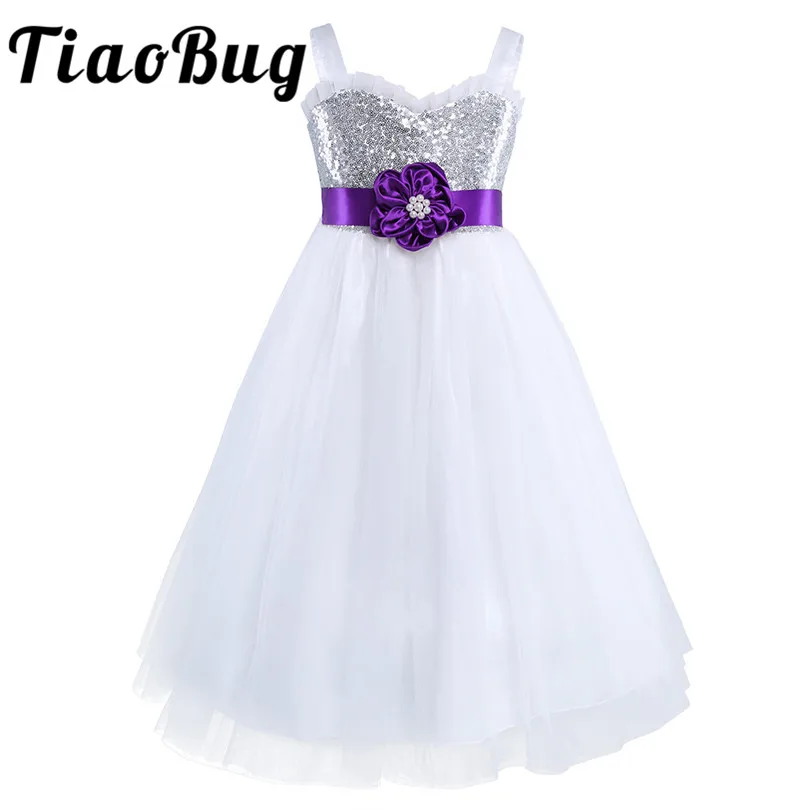 Розничная продажа блестками платья для девочек держащих букет невесты на