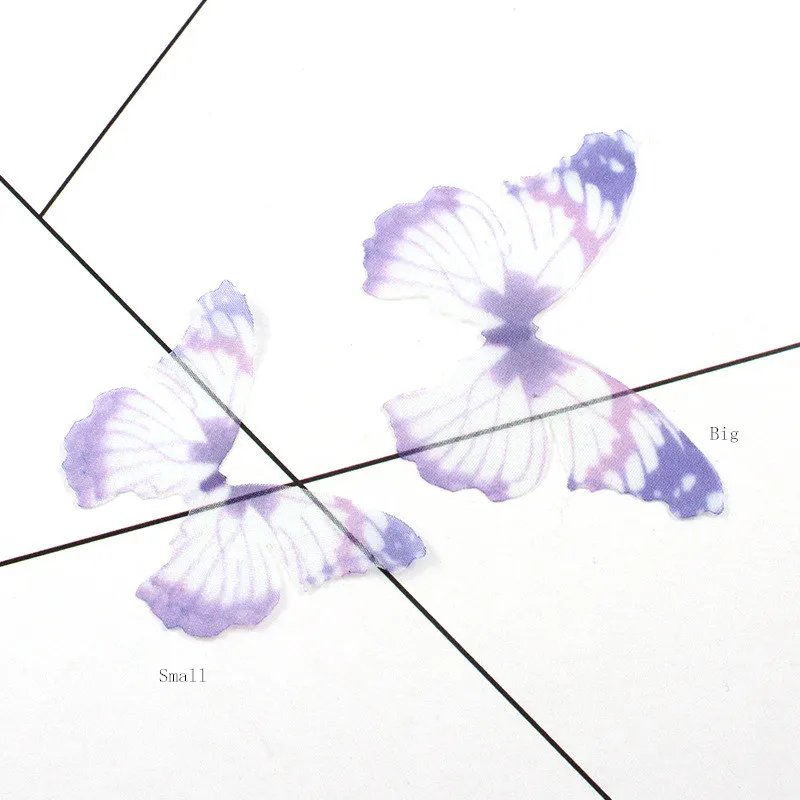 20PC Mini Chiffon Tulle Butterfly Decorative Accessories Adult Making Diy Earring Necklace Arts Crafts Garment Sewing Material - Цвет: 21Light purple Small