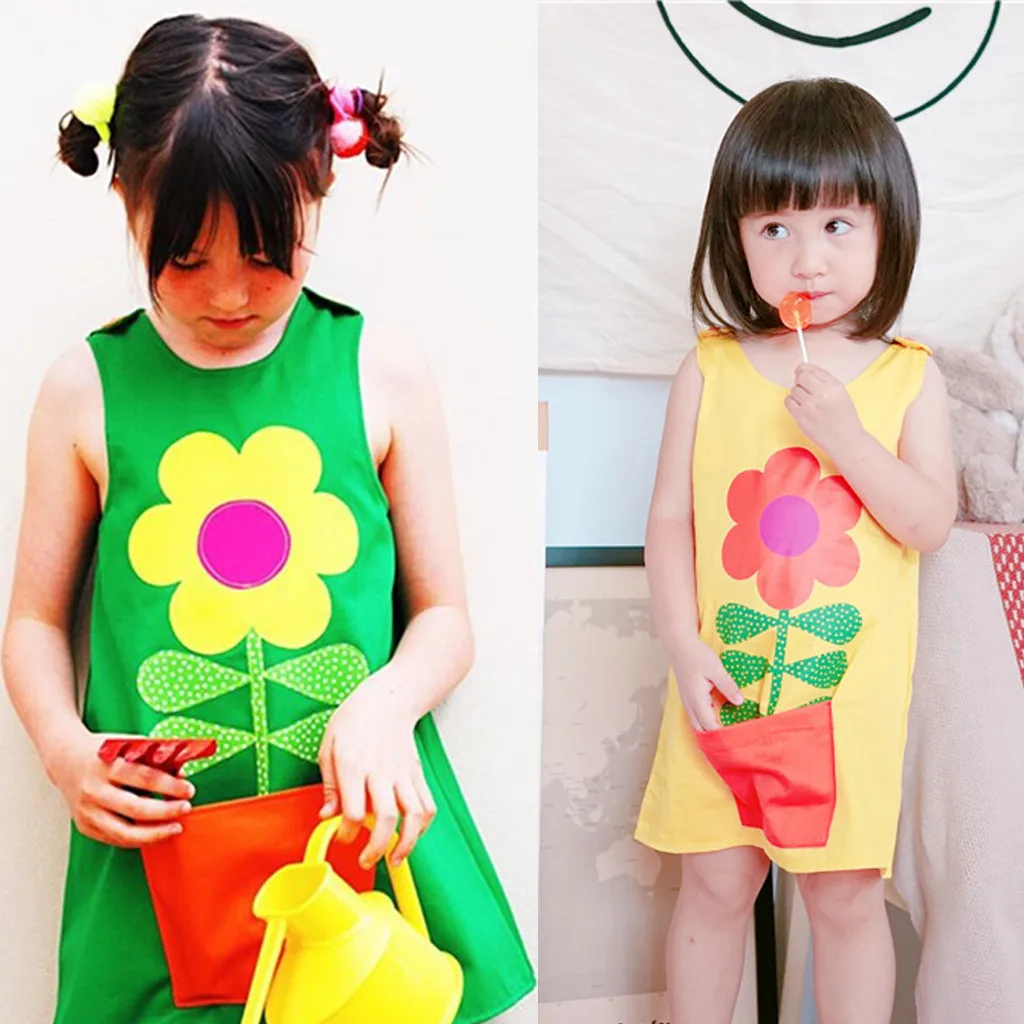 Fashsiualy Children's Summer Dresses Clothes Toddler Kids Baby Girl Flower Princess Strap Casual Dress Sundress | Детская одежда и