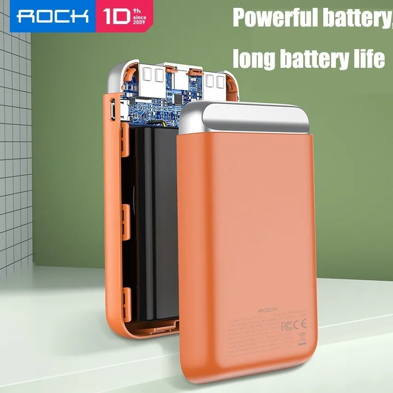 Rock 3a 10000 мАч светодиодный внешний аккумулятор с двумя usb-портами, портативное зарядное устройство, внешний аккумулятор для Iphone Xiaomi Mi телефона