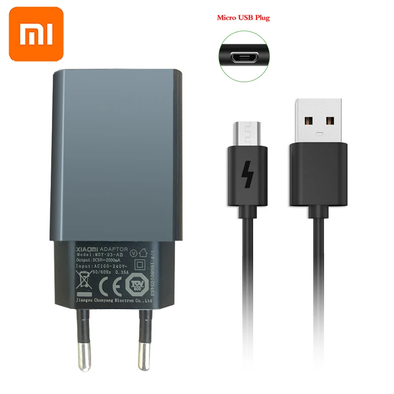 EU With Micro Cable XIAOMI MI 5v2a EU зарядное устройство синхронизации данных Micro Usb кабель 2A TYPE C кабель для XIAOMI MI Redmi Note 3 4 5 4c 4S 5S 6 5x A1 A2 Lite MIX - Тип штекера: EU With Micro Cable