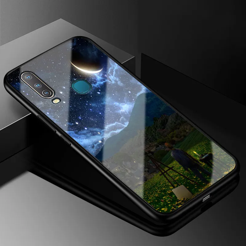 28 ДЛЯ VIVO Y17 чехол PC Пластиковый стеклянный чехол для телефона черный ТПУ бампер чехол для Vivo Y17 Y 17 Y15 Vivo 1902 Y12 Y3 Y 12 чехол - Цвет: 28