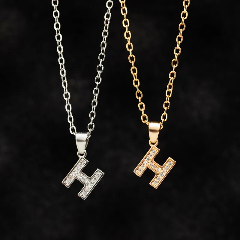 Ожерелье с буквой H для женщин хрустальный круглый кулон ожерелье кубическим