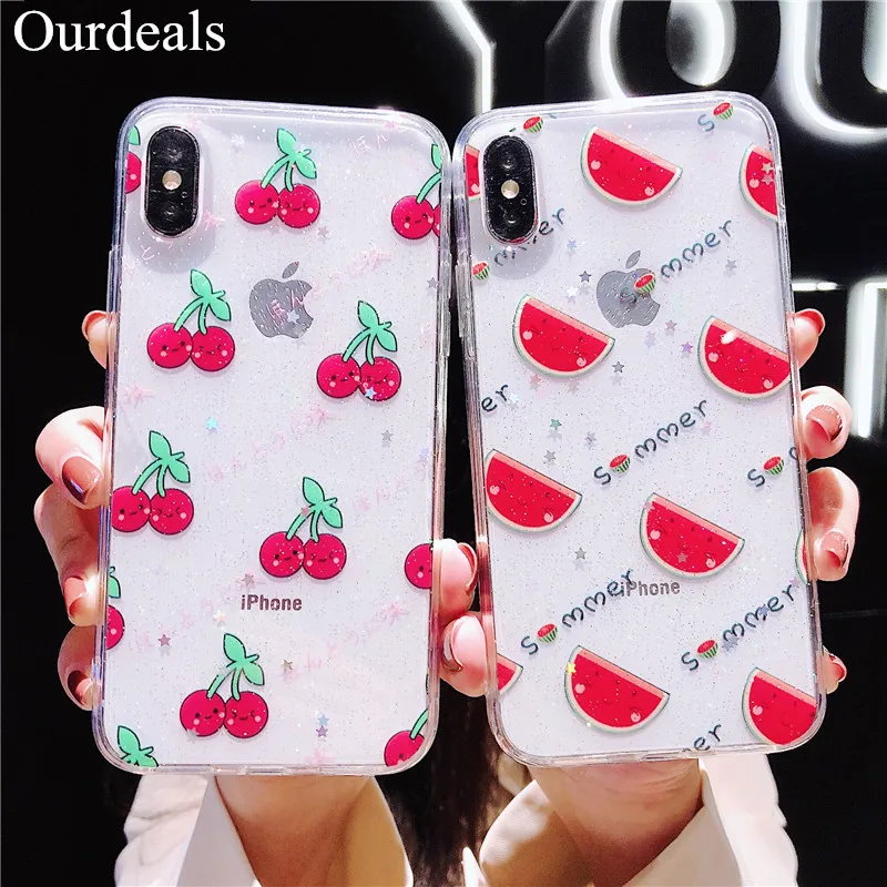 Ourdeals новые эпоксидные блестки свежие фрукты для Samsung Galaxy S8 S9 S10plus Note 9 8 Чехлы