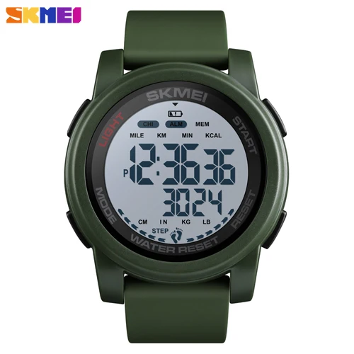 White-Army Green SKMEI Новые Роскошные мужские часы бренд цифровой будильник часы калорий шагомер спортивные наручные часы военные водонепроницаемые relogio masculino - Цвет: White-Army Green