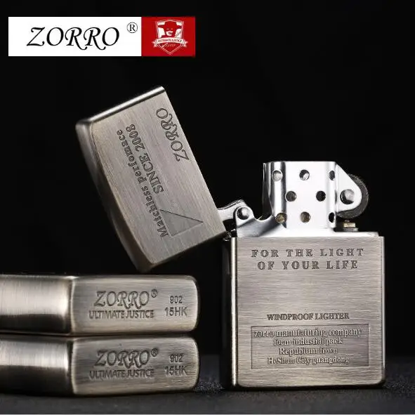 Zorro Подлинная зажигалка, чистая медь информация о ветре Керосин Зажигалка. Старомодная Ретро курительная Подарочная посылка