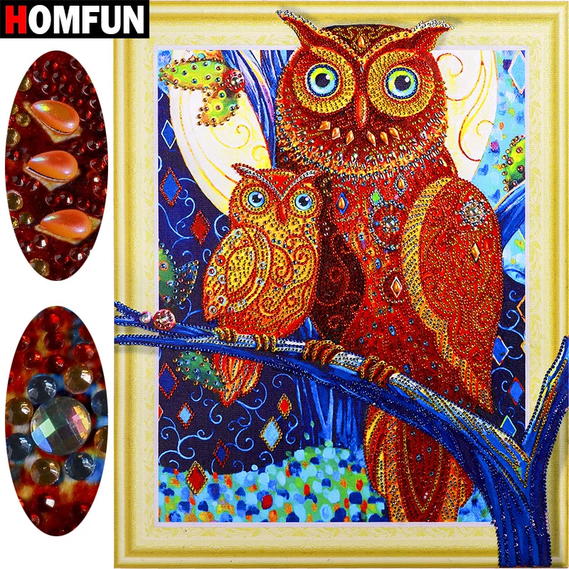 

HOMFUN 5D Special Shape Diamond Painting Owl Diamond Embroidery Full Kit Sale Picture Of Rhinestone Diy Diamond 5D 40x50cm
