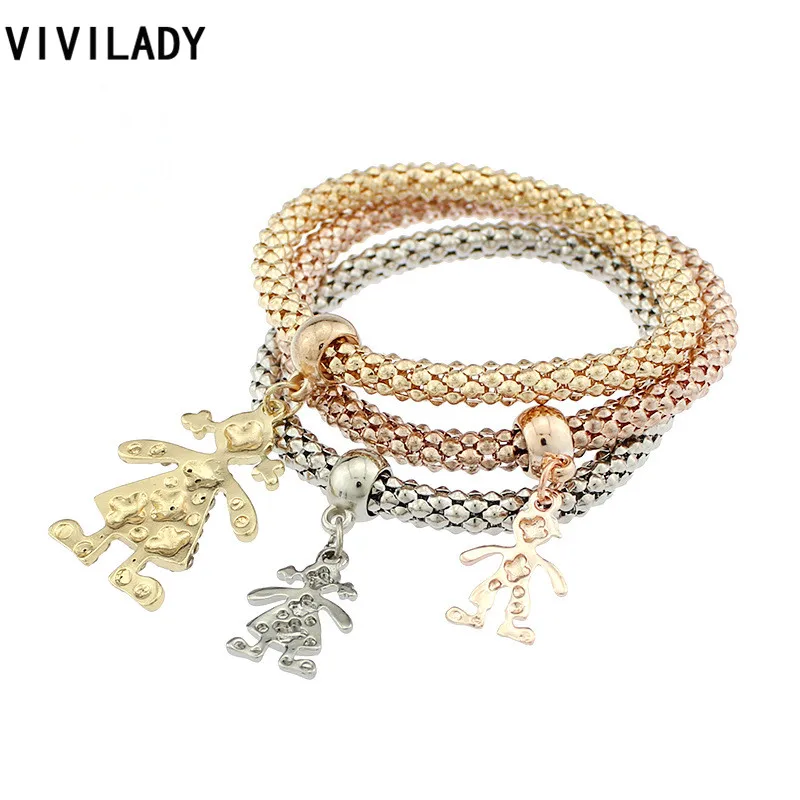 VIVILADY новинка Pulseira 3 шт. кристаллы AAA стразы подвеска для девочек эластичная