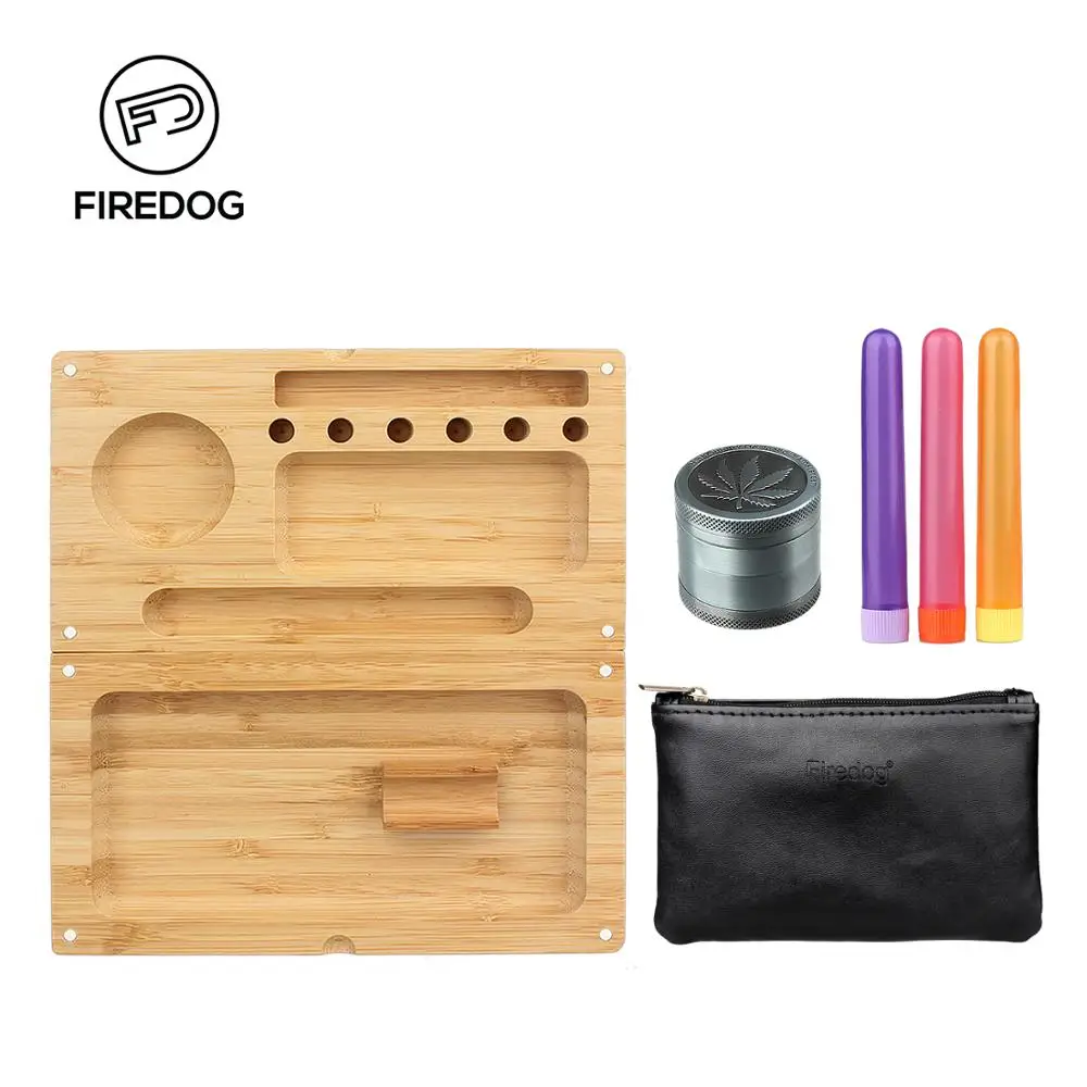 

FIREDOG Smoking Rolling Tray Kit With Grinder \Herb Metal Hand \Storage Stash Bag\Storage Tube Rolling Tray Set