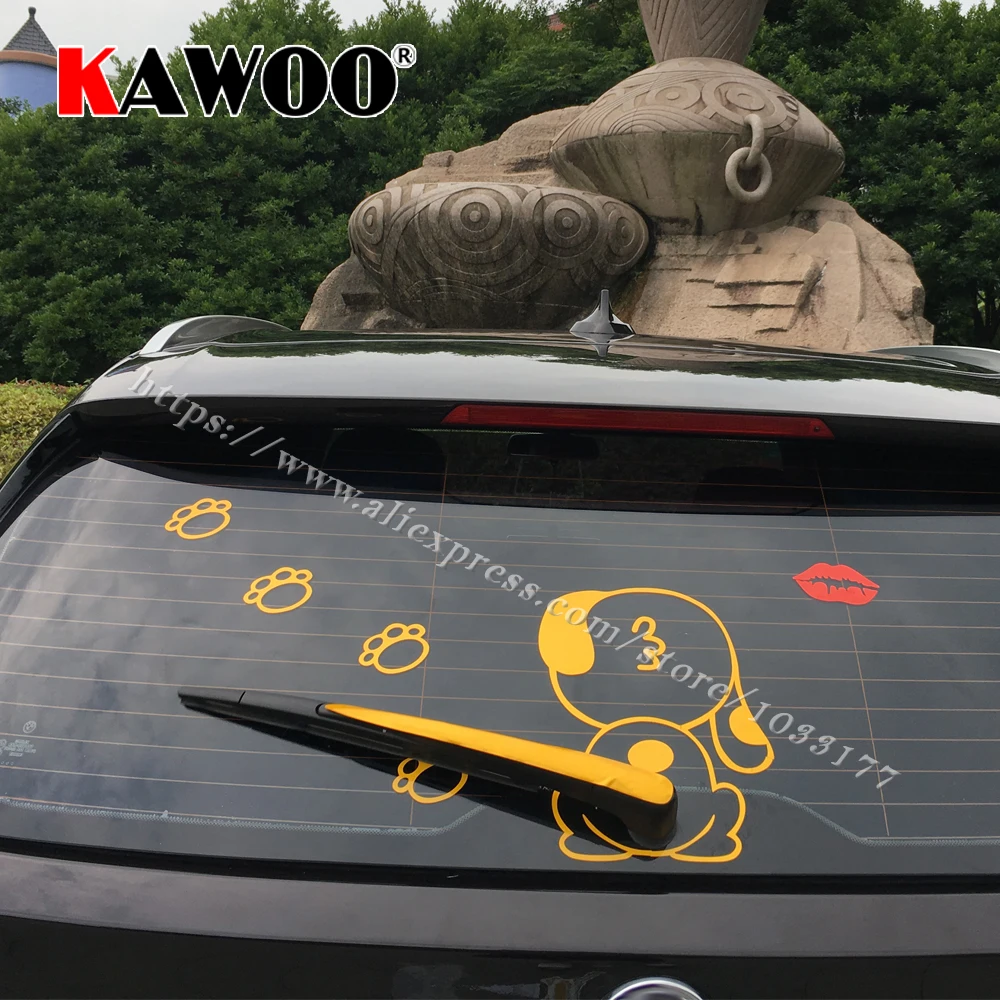 Забавные светоотражающие наклейки KAWOO для автомобиля со светоотражающей собакой