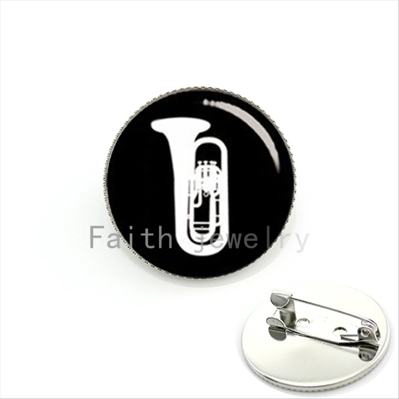 

Trendy round tuba musical instrument bijoux brooch pins jewelry trombone music band symphony Musicians gift for men,women KC630