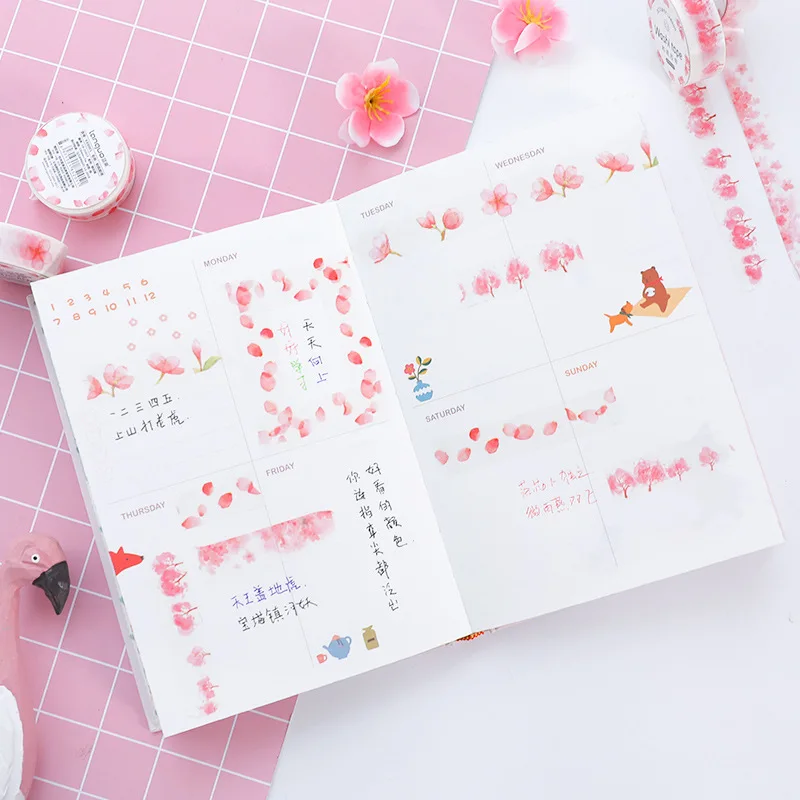 4 шт. Романтический cherry blossom серии васи клейкие ленты руководство дневник diy