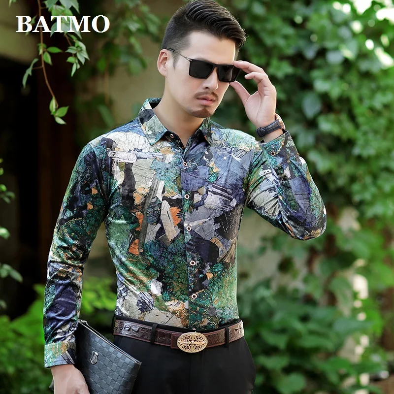 Batmo 2019 Новое поступление Весенняя бархатная повседневная мужская рубашка модная