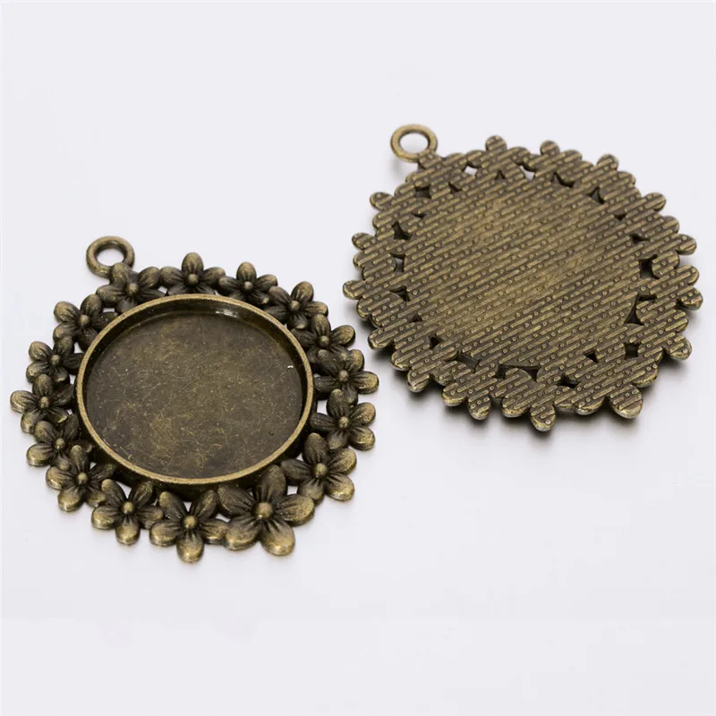 Античные медные Кабошоны 10 шт. ожерелье с цветами амулеты пустый лоток Безель