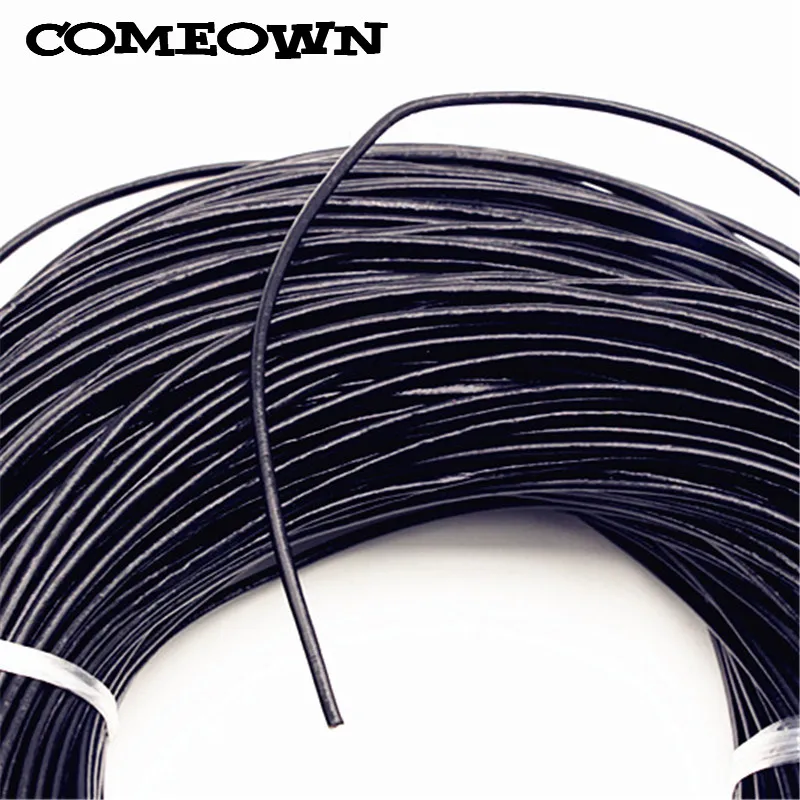 COMEOWN 20 метров черный шнур из натуральной кожи 2 мм круглый веревка для бисера