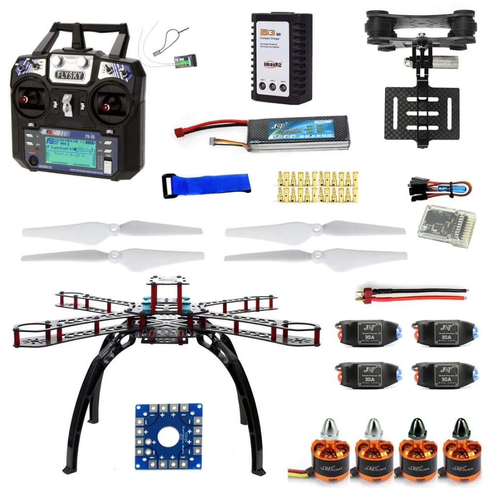 JMT полный набор DIY RC Дрон Квадрокоптер X4M380L рамка Комплект QQ супер передатчик Gimbal 30A ESC