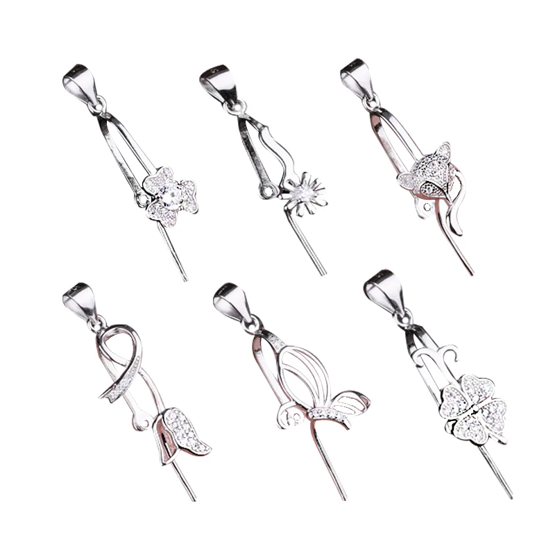 S925 Sterling Silver Necklace Pendant Buddha Buckle Melon Buckle Pendant Clip Clip Buckle Jade Honey Wax Button Jewelry Making