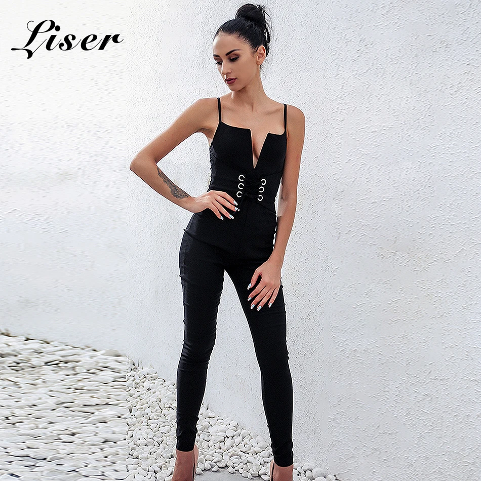 Новинка лета 2018 женские комбинезоны комбинезон со шнуровкой соблазнительный