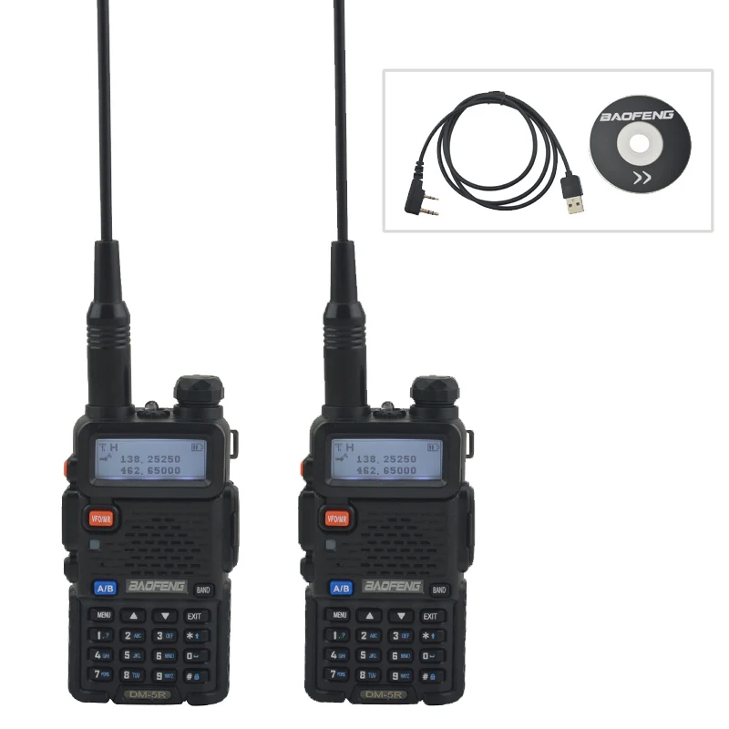 

2PCS NEW Tier II BAOFENG DM-5R Dual Band Analog & DMR Digital Tier I & II FM Walkie Talkie with 1pcs USB Programming cable