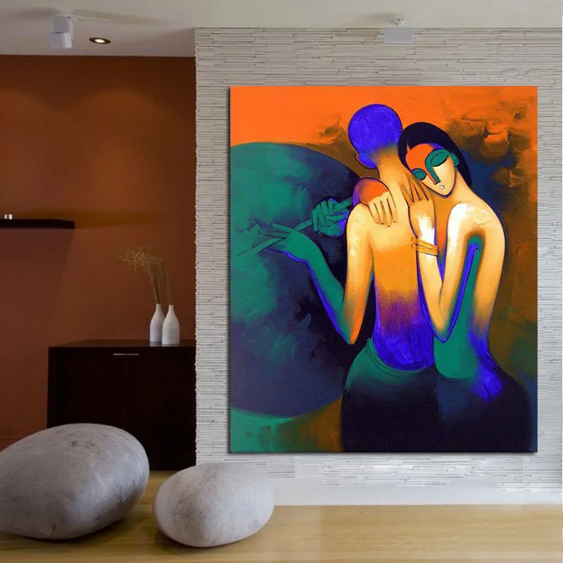 Абстрактная каллиграфия Холст Искусство индийская фигурка картина 100% ручная