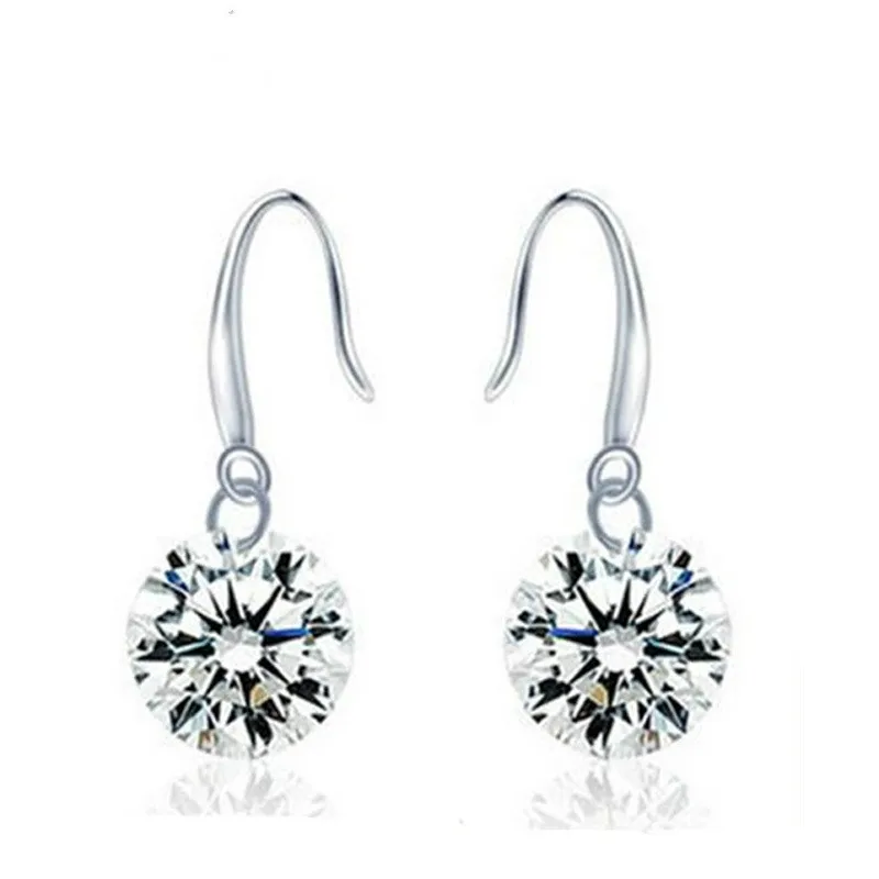 

100% 925 Sterling Silver New Arrival Fashion Shiny Zircon Ladies`drop Earrings Women Jewelry Wholesale Gift Drop Shipping