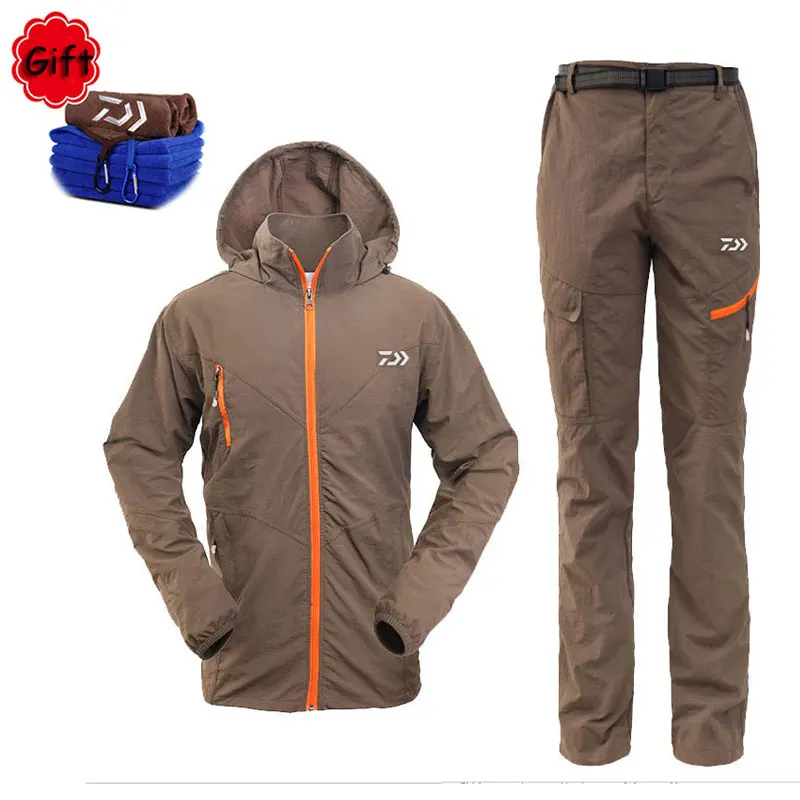 New Daiwa Men Fishing Clothes Coat Pants Summer Outdoors Sports Man Uv Light Ultrathin Breathable Clothing Set Free Gift | Спорт и