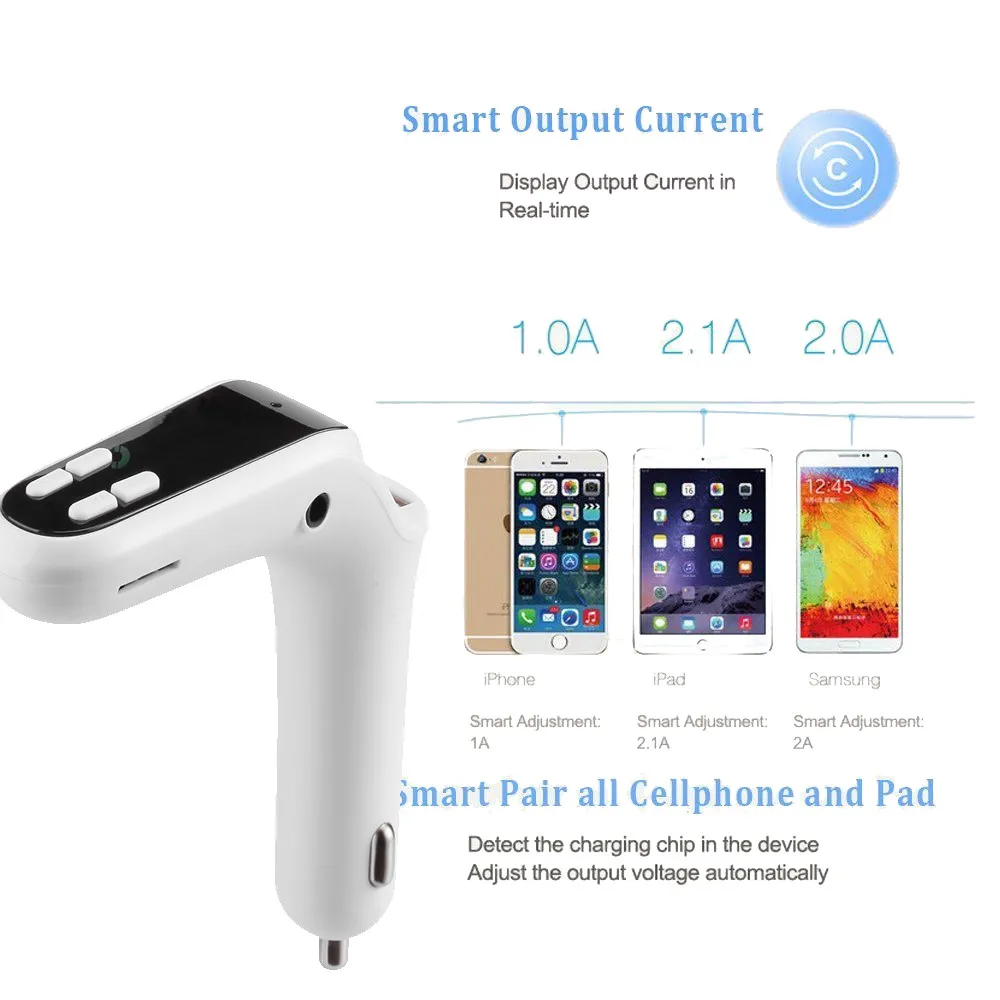 Беспроводной автомобильный FM трансмиттер с Bluetooth и mp3 плеером|Зарядные